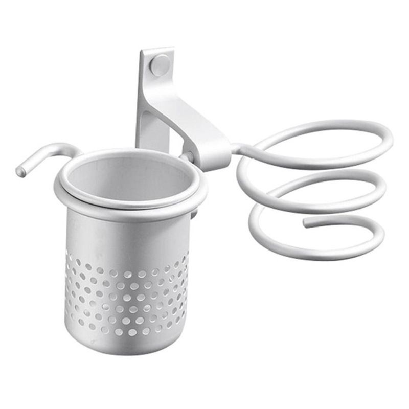 Aluminum Storage Holder Wall Mount Hair Dryer Holder Wall Phone Holder with Fixing Screws for Hair Dryer(Silver) — image 4