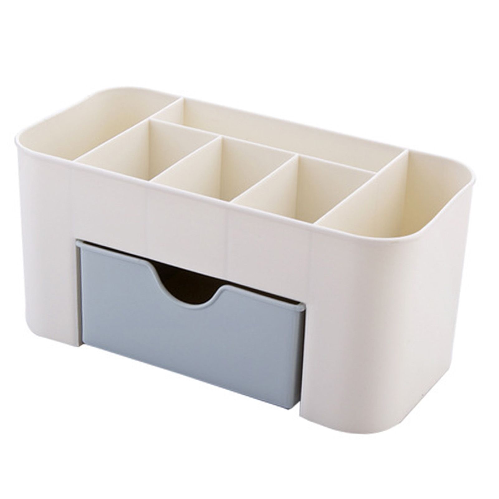 Cosmetics Makeup Organizer PP Multifunctional 6 Compartments Makeup Desk Organizer with Drawer Blue โ image 2