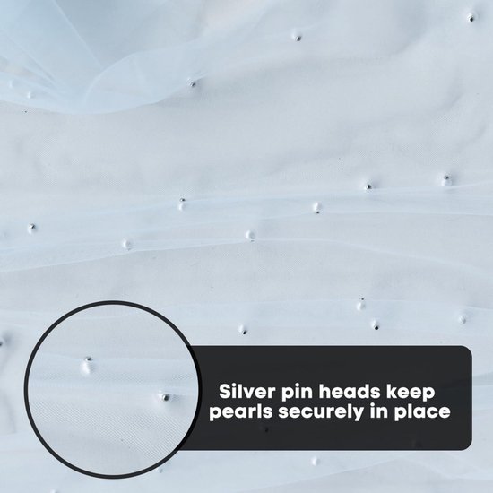 Light Blue Table Veil with White Pearls - Silky Gauze 30x120 Inches - For Weddings, Parties & Table Decorations โ image 5