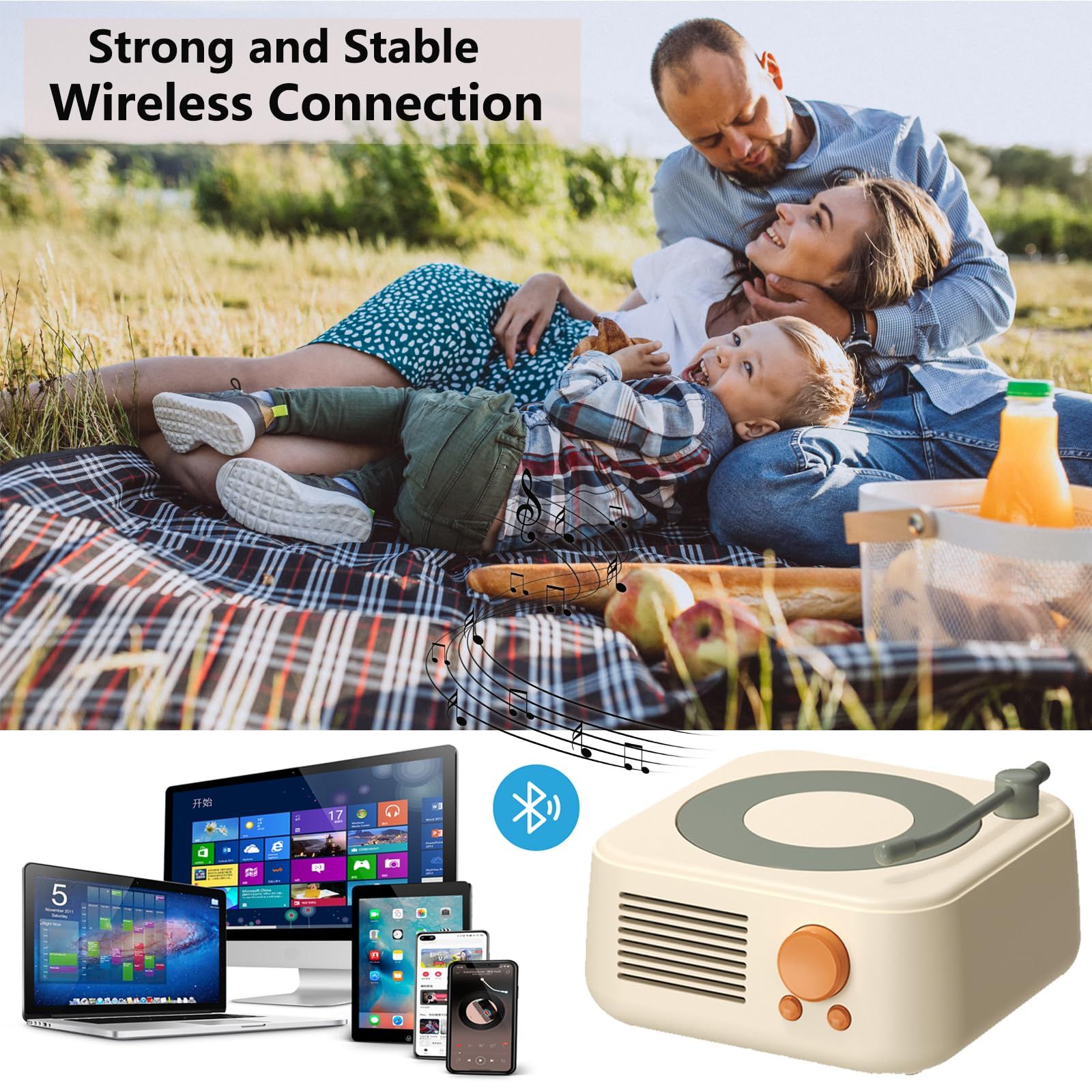 Old Fashioned Classic Style Bluetooth Speaker, Vinyl Record Player Style Bluetooth Speaker for Office Home Decor — image 4