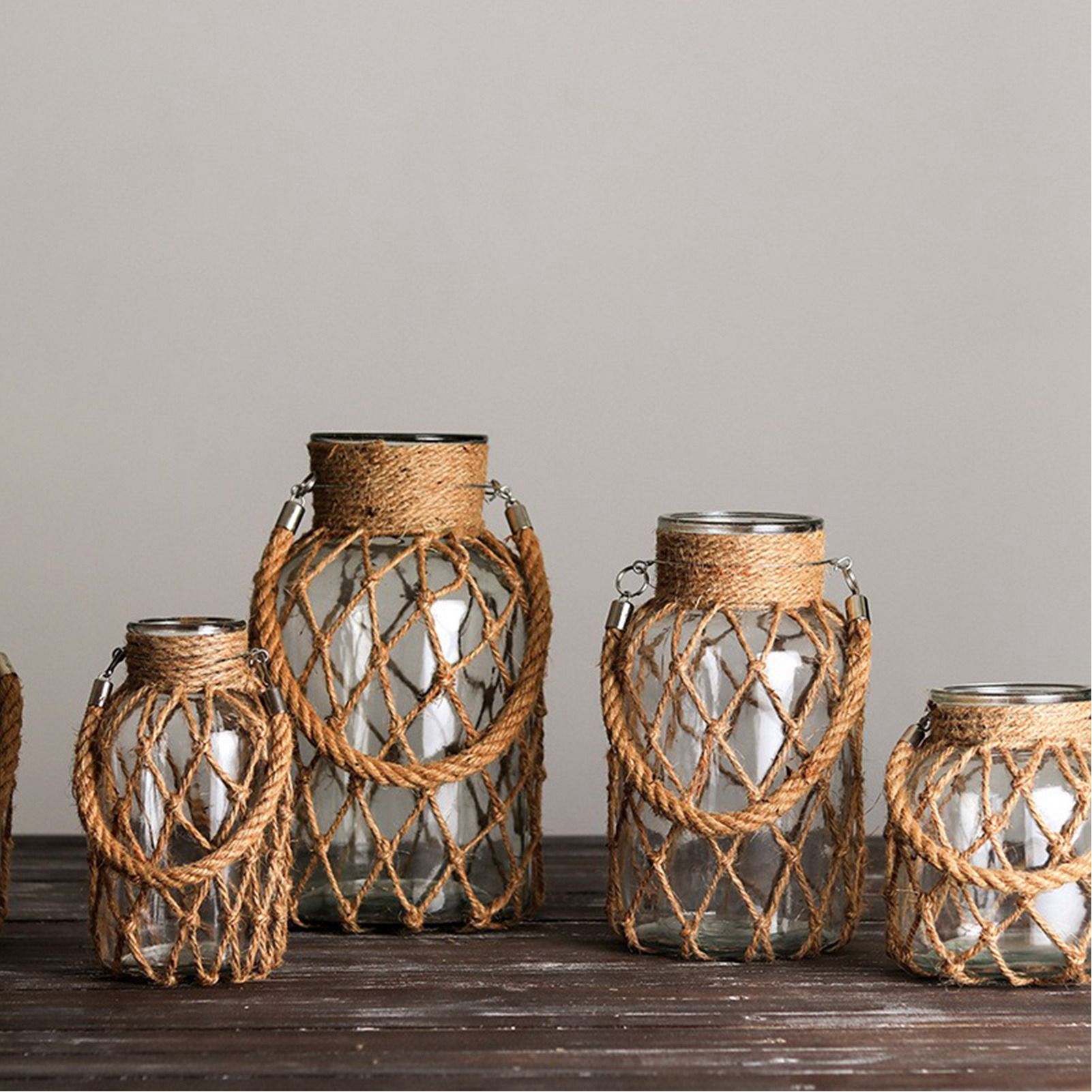 Hand Woven Twine Glass Vase Transparent Flower Arrangement Vase Hydroponic Vintage Vase Decoration β image 5