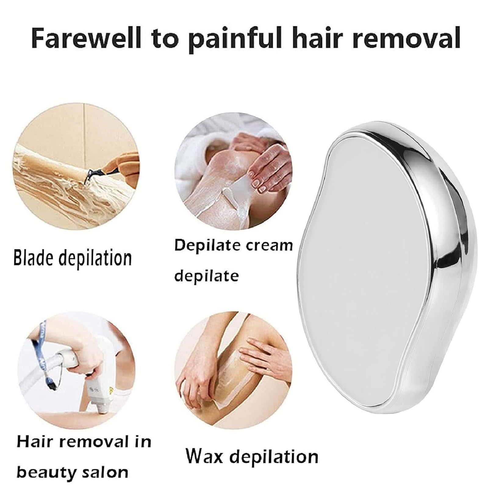 Silver‑Colored Crystal Hair Eraser for Women Men, Reusable Painless Body Hair Remover, Portable Exfoliation Epilator Tool to Remove Hair on Arms Legs Back — image 3
