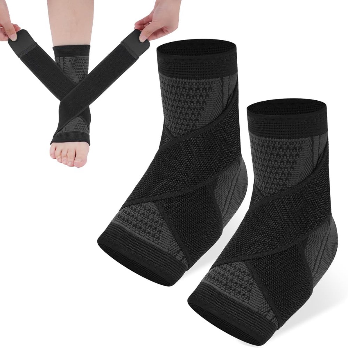 1 pair - Ankle brace - Ankle support - Ankle bandage - Foot brace - Upper neck circumference 22 cm - for damaged ligaments and sprained ankle