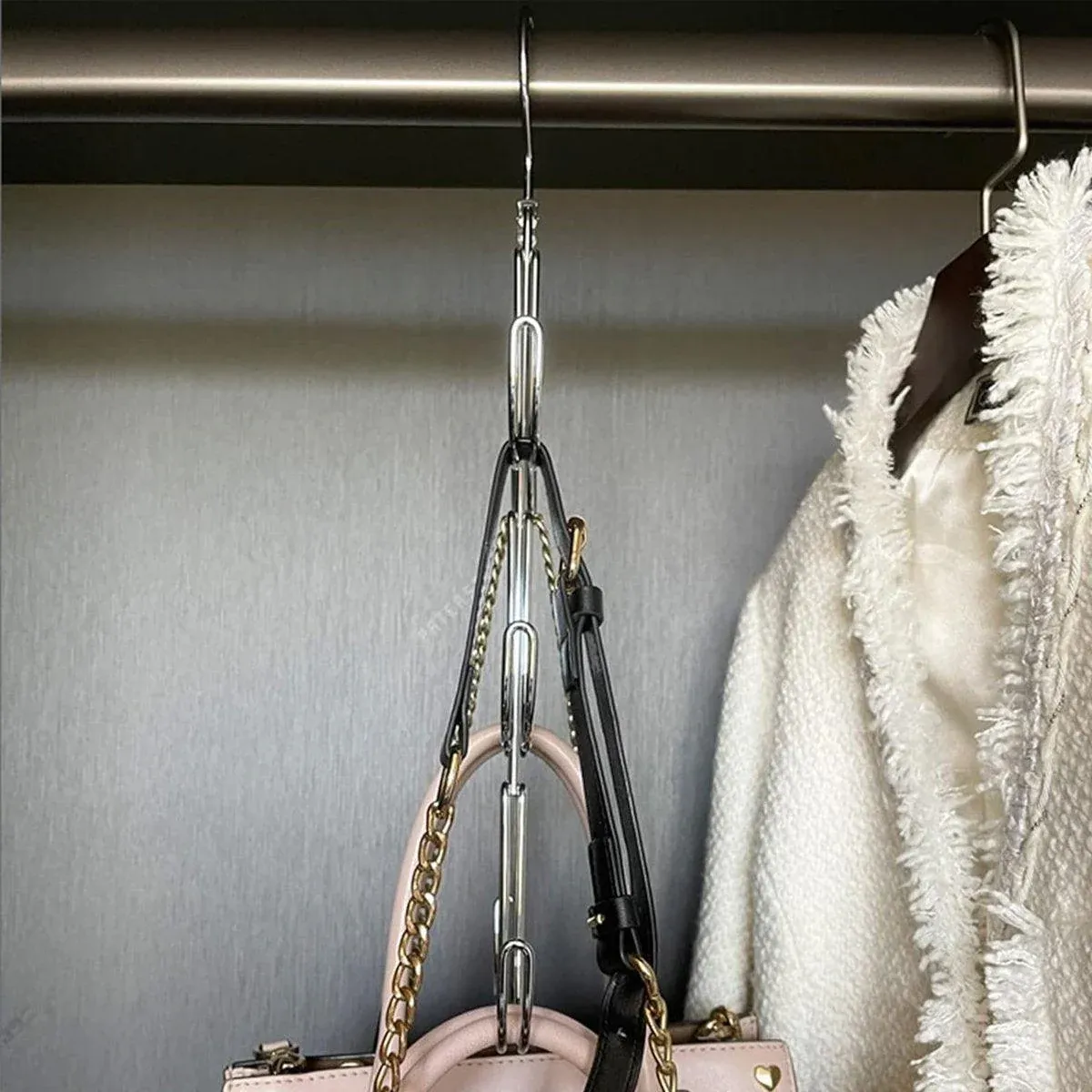 2X Purse Hanger Organizer for Closet Purses 6Storage Capacity Hook Wardrobe Rack — image 6