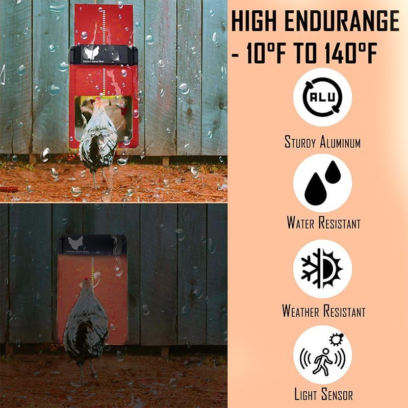 Solar Chicken Coop Door Opener with Light Sensor,Full Aluminum Multi-Modes Poultry Coop Door Battery Powered, Waterproof — image 3