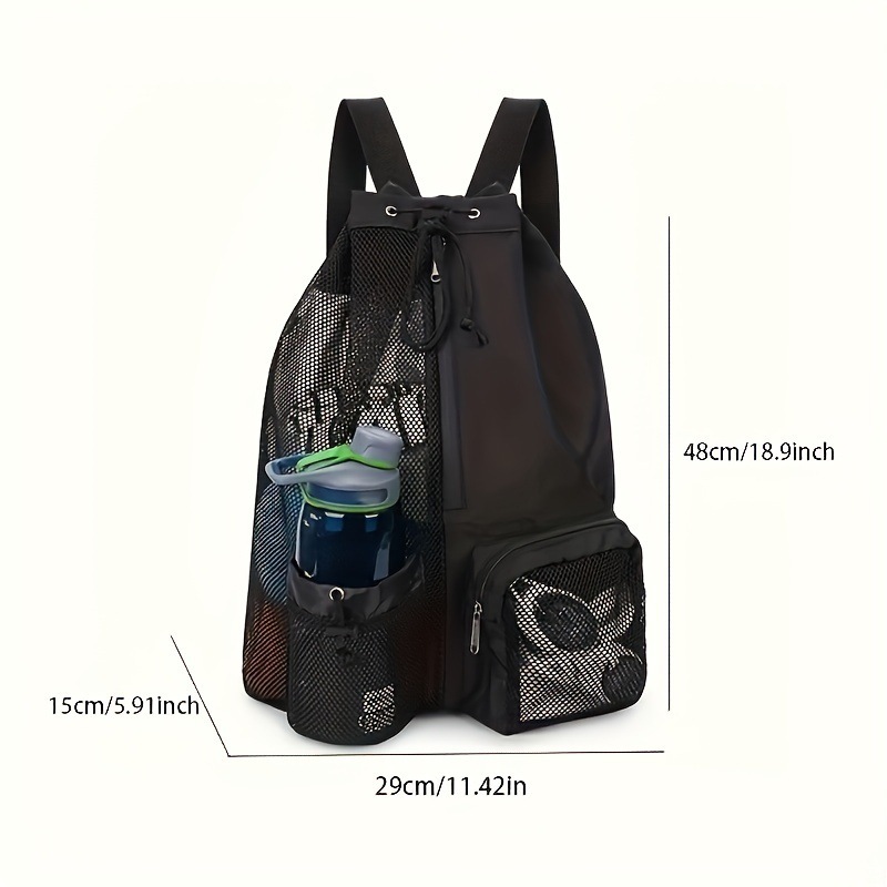 Yellow Mesh Drawstring Swim Backpack with Wet Pocket - Lightweight Beach, Gym, Outdoor Sports Bag - 245g โ image 4