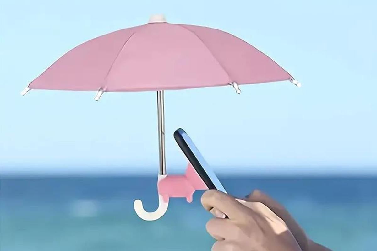 Phone Umbrella with Suction Cup Stand Universal Adjustable Piggy Anti-Glare Sun Shade -Pink — image 3
