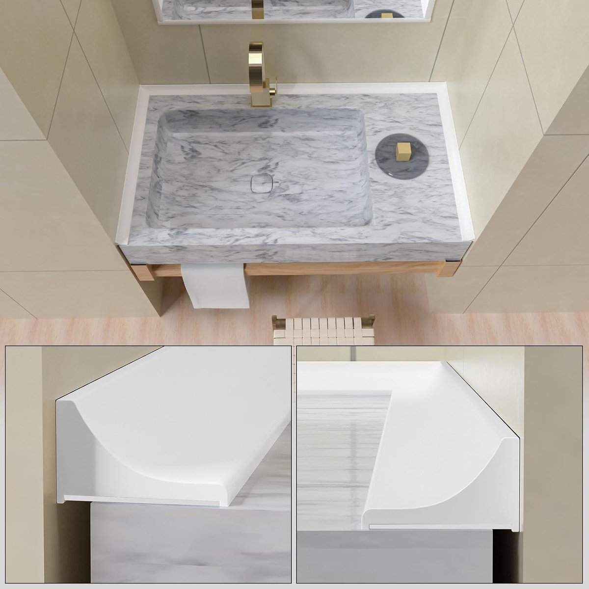 Water Threshold 200cm White - Shower Thresholds - Self-Adhesive Shower Water Barrier - Compact - Sanitary Water Stopper - Shower Threshold - Water Stopper — image 3