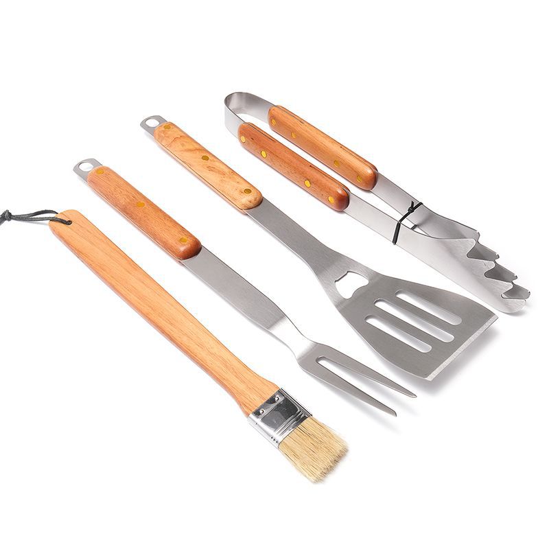Premium 4-Piece BBQ Tool Set with Rubberwood Handles - Kraft Box โ image 3