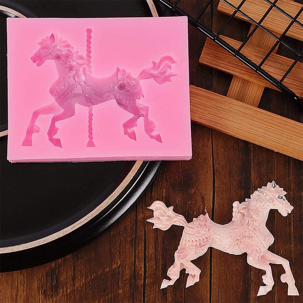 Silicone Mold 3D Carousel Horse Chocolate Mold Non Stick Fondant Mold for Decorating Cakes Chocolate Baking Kitchen โ image 3