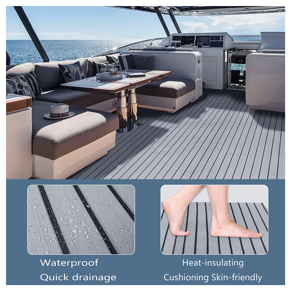 Grey Striped EVA Boat Deck Mat - Waterproof Non-Slip Flooring for Yacht, Boat, and Outdoor Use(2400x450x6mm) โ image 5