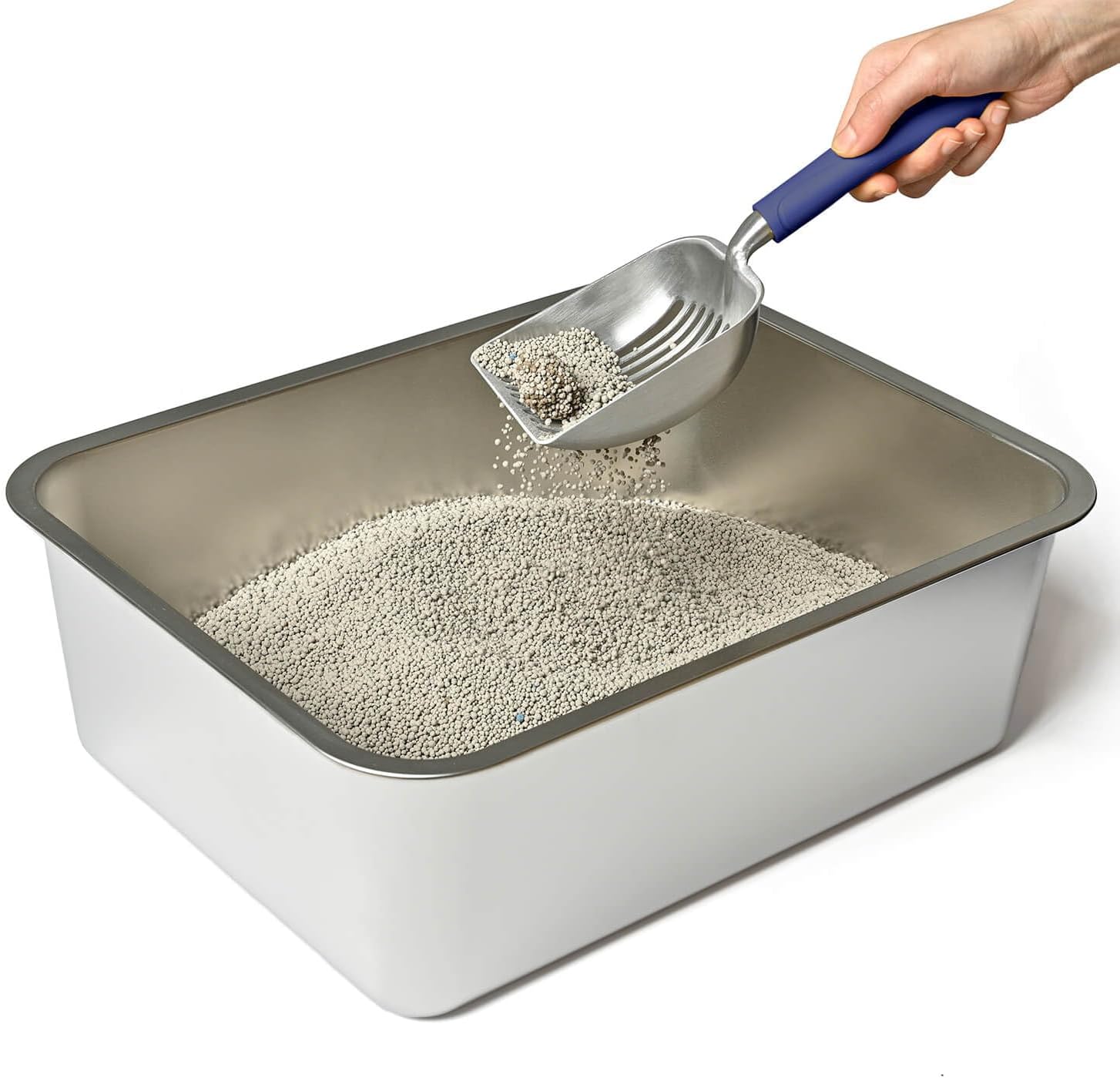 Stainless Steel Cat Litter Box, High Sides Kitten Toilet, Top Open Pet Tray, Non-Stick, Odorless, Rt-Resistant, Easy-Clean Pan, Silver Box (24x16x6 Inch) โ image 6