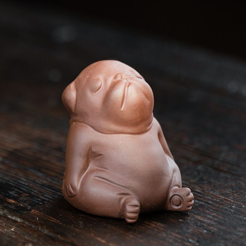 Handcrafted Purple Clay Chinese Kung Fu Tea Accessories Pet Small Lazy Dog, Zisha Tea Pet Meditative Dog Ornaments, Lazy Sleepy Puppy Sculpture Crafts for — image 2