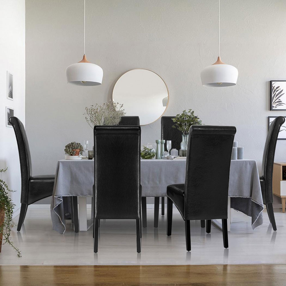 Artiss Dining Chairs Set of 2 Leather Parsons Chair Black — image 4