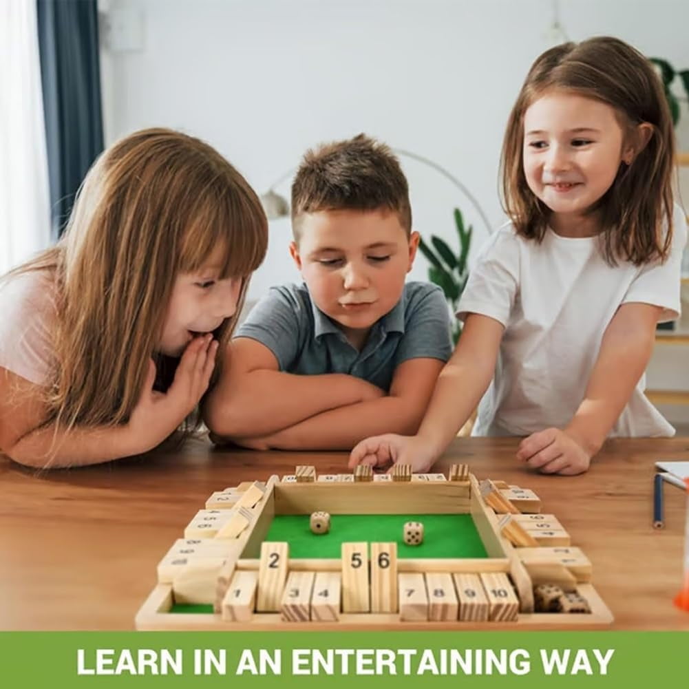 Shut The Box-Wooden Dice Board Game, Funny Family Shut The Box Game 2-4 Player, Board Games Gift for Family and Friends, Educational Table Math Games for ā image 3