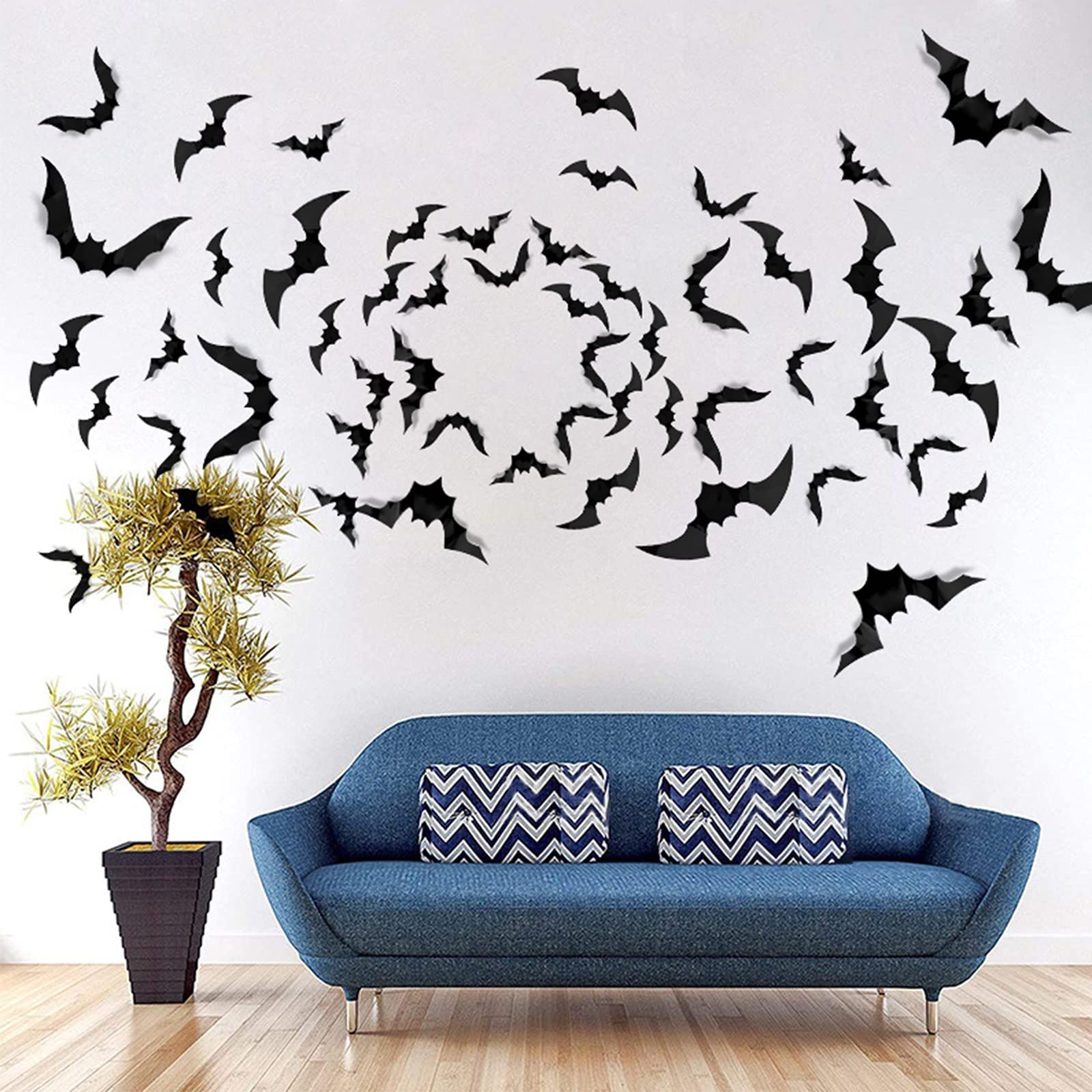 3pcs Halloween Decoration Indoor PVC 3D Horror Bat Wall Decoration DIY Halloween Bat Decoration Stickers for Home Decoration — image 4