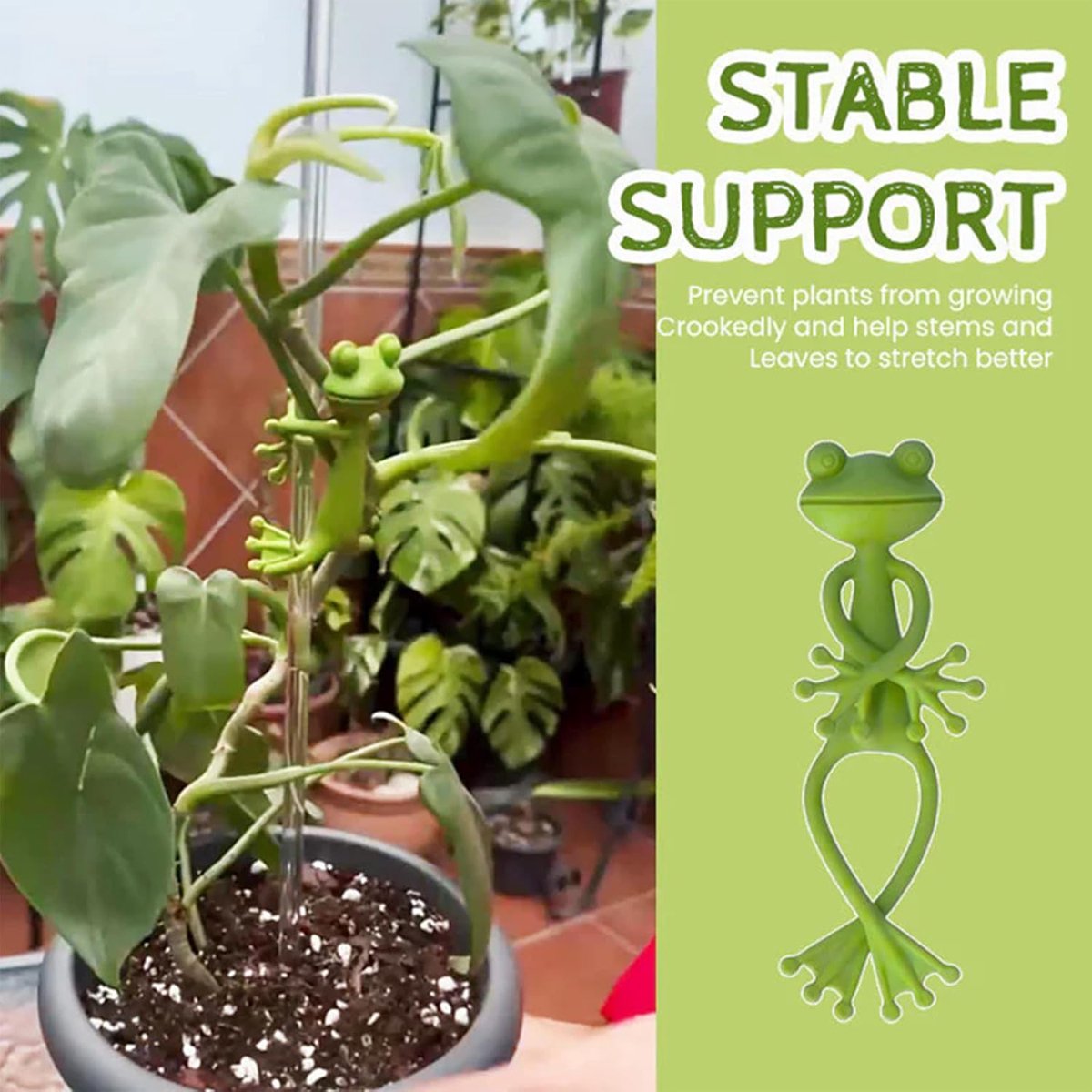 5 Pieces - Frog Plant Stand - Plant Support - Green Frog Plant Supports - Cute Frog Flowerpot Hugger Plant Climbing Fixture Clips - Freestanding - Animal — image 4
