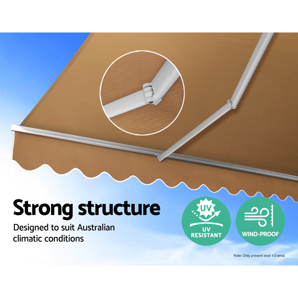 Instahut Retractable Folding Arm Awning Manual Sunshade 4Mx3M Beige โ image 3