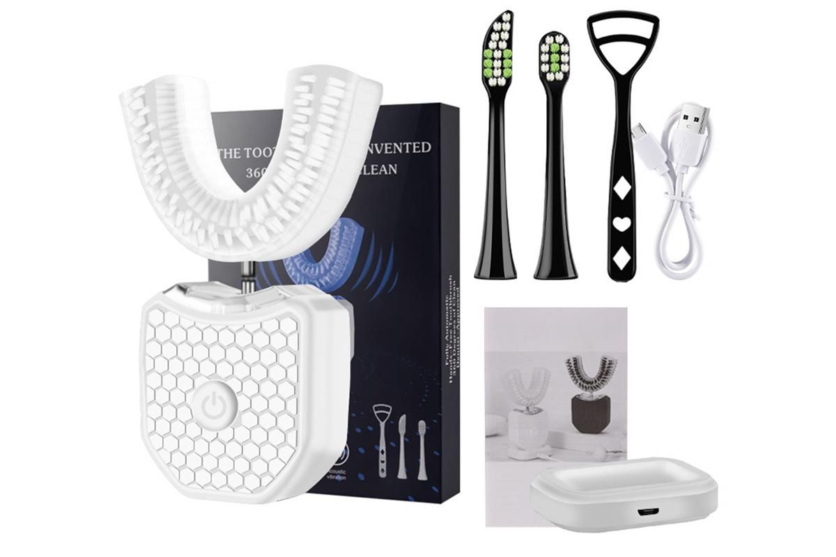 Rechargeable U-Shaped Electric Toothbrush Set for Daily Oral Care - White โ image 5