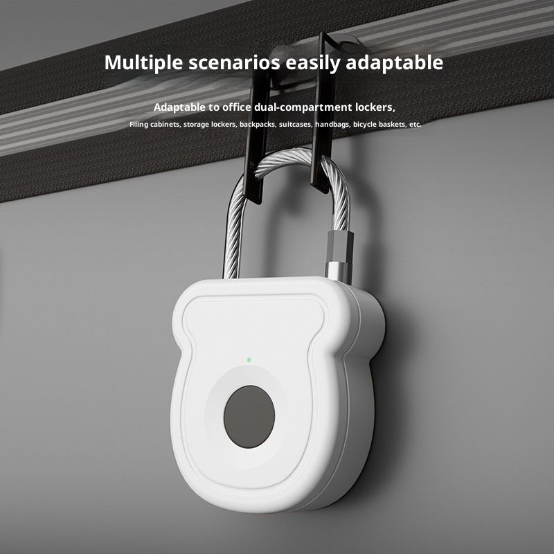 Fingerprint Padlock for Gym Locker w/USB Key, Biometric Lock 20 User for Luggage Backpack Case Toolbox Suitcase Zipper Handbag, Keyless Cable Latch for Travel — image 4