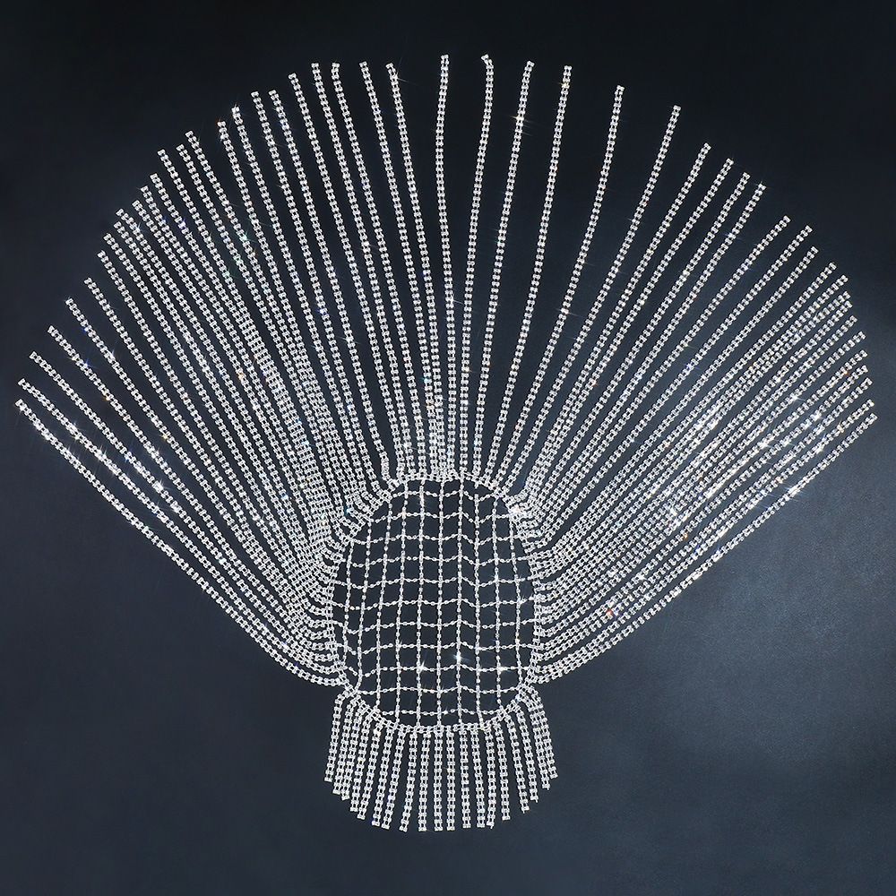 Women's long tassel water drill cap crystal baffle head chain hair accessory jewelry wedding hair accessory β image 3