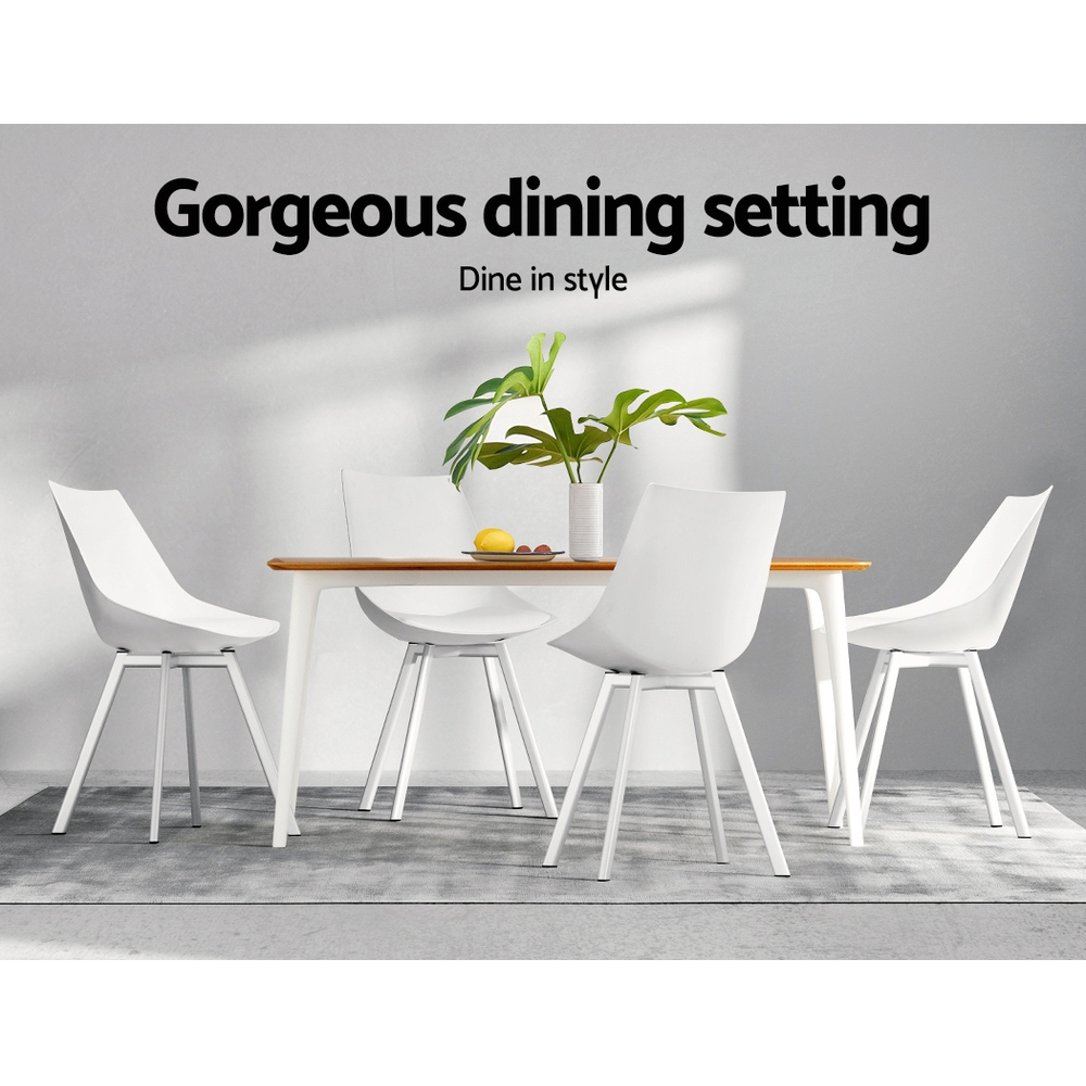 Artiss Dining Chairs Set of 2 PU Leather Plastic Metal White โ image 5