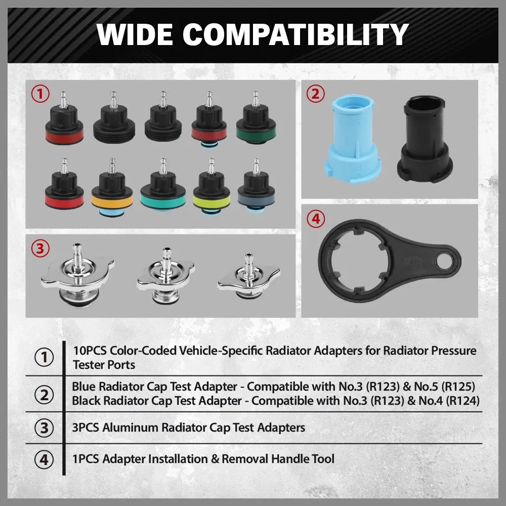 18PCS Radiator Pressure Tester Coolant Purge Refill Vacuum Cooling System Kit โ image 4