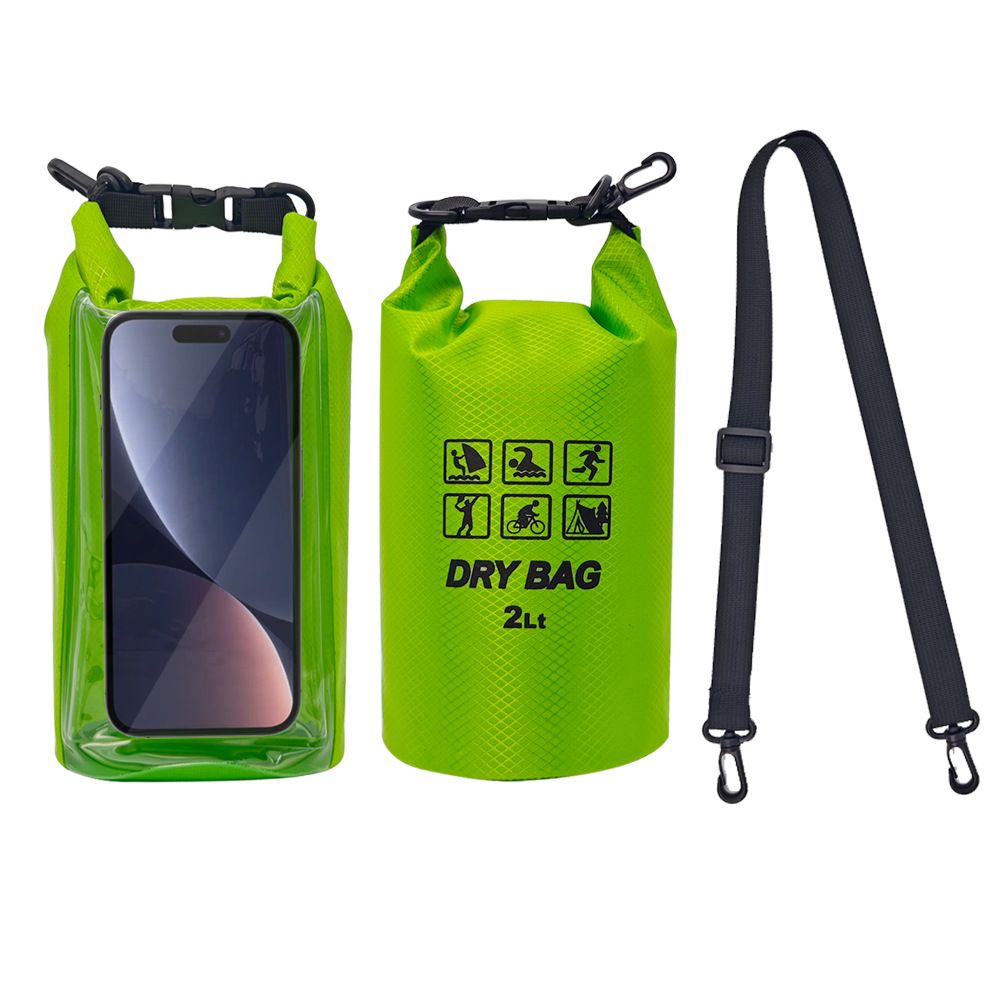 Waterproof Dry Bag, 2L - Roll Top Waterproof Pool Bag,Dry Bags for Kayaking Waterproof-/Phone Pouch,Large Waterproof Phone Pouch,(Green )