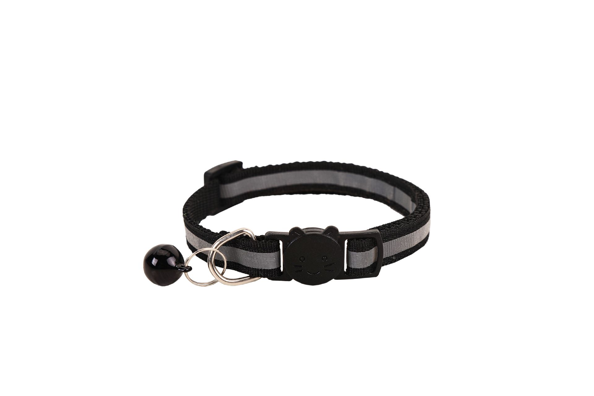 Cat Collar Pei Pet Reflective Safety Buckle Polyester Black Width 1.0CM size 19-32 can be adjusted