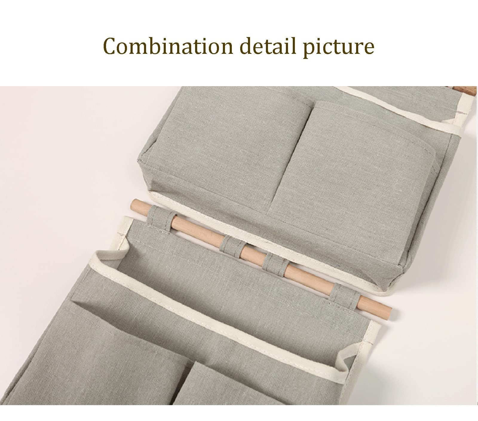 2Pcs Over Door Hanging Storage Bags Wall Mount Hangable Organizer, Waterproof Linen Cotton Fabric Living Room Bedroom Bathroom — image 3