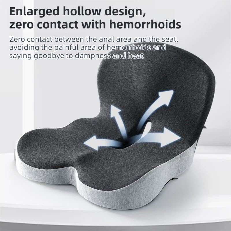Grey Ergonomic Memory Foam Seat Cushion & Lumbar Support(44x42x32CM) - Relieves Sciatica & Corrects Posture with Breathable Cover โ image 5