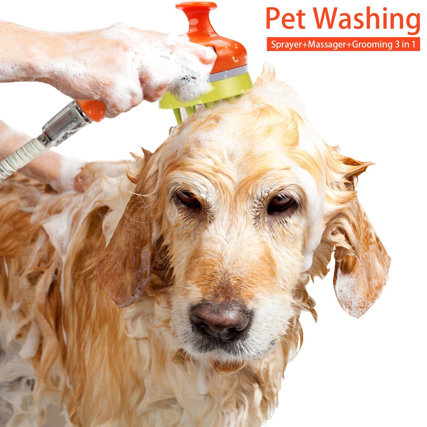 Orange Ultimate Pet Bathing Showerhead - Dog-Friendly Pressure-Boost Spray with Foamer โ image 3