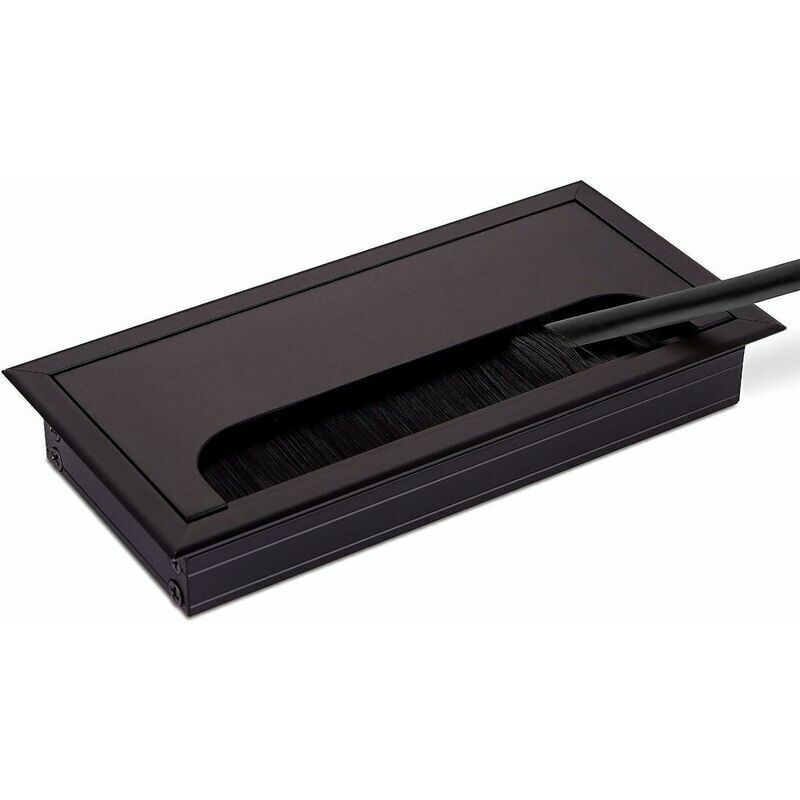 2 Pcs Rectangular Cable Cover for Recessed Installation on Desk Black, Cable Cover Cable Grommet Anodized Aluminum, 80 X 280 mm, 280 mm โ image 2