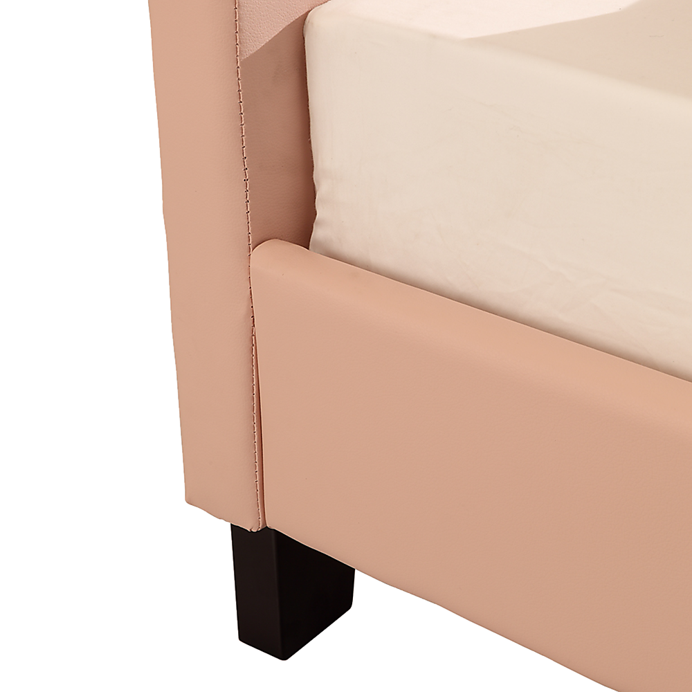 Single PU Leather Bed Frame Pink — image 7