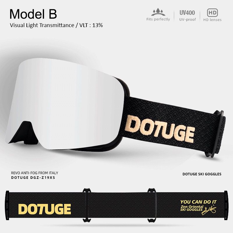 DOTUGE DGZ-Z19XS Series Ski Goggles with Magnetic Quick-Change Lens, Double-Layer Anti-Fog UV400 HD Coated Lenses, Compatible with Prescription Glasses, for
