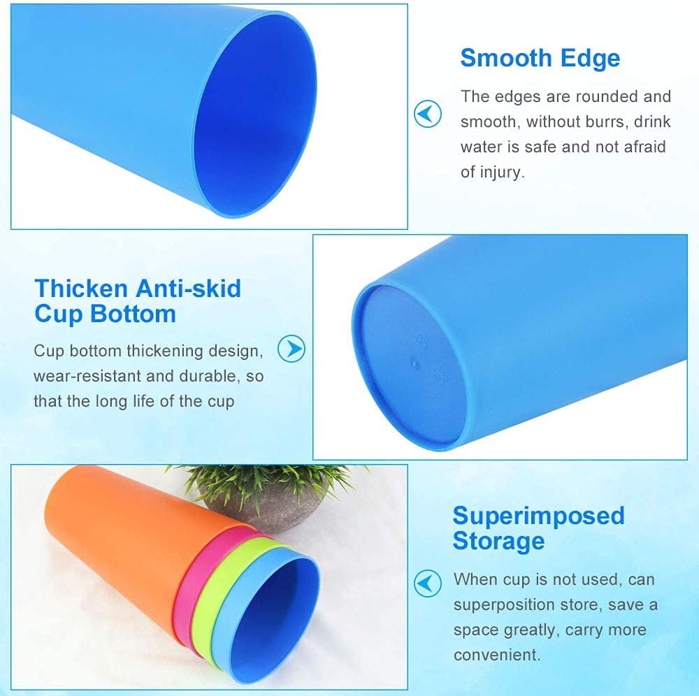 Set of 24 reusable plastic cups, 250 ml, durable plastic drink cups for kids, for use in the kitchen, outdoors, parties, picnics, barbecues, travel (6 bright — image 3