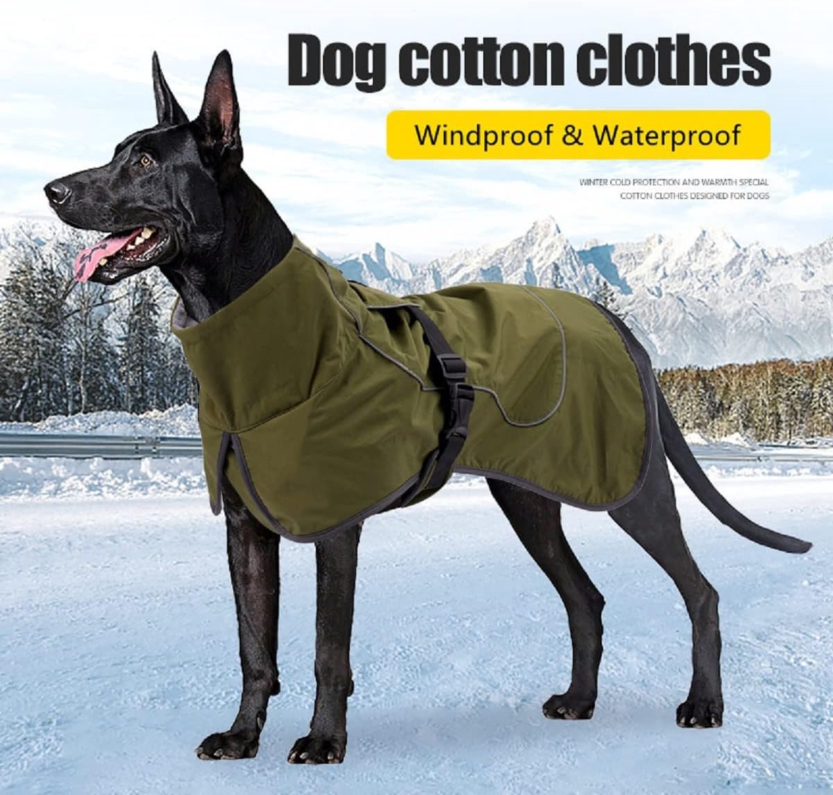 Dog Raincoat - Dog Jacket - Waterproof Winter Dog Coat - Windproof Dog Coat - Winter Dog Coat - Reflective Strip - Green - Size S - Perfect for Small โ image 3