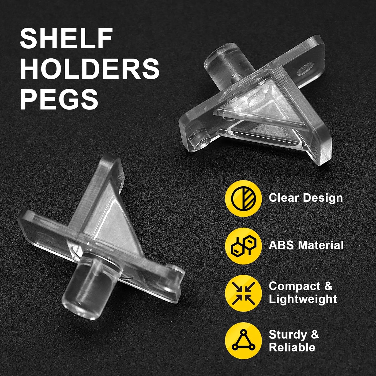 Biaungdo 25 Pcs Shelf Support Pegs, 1/4 Inch Clear Cabinet Shelf Pins Plastic Cabinet Shelf Pegs Clips for Kitchen Furniture Bookcase Closet Cabinets Furniture — image 4