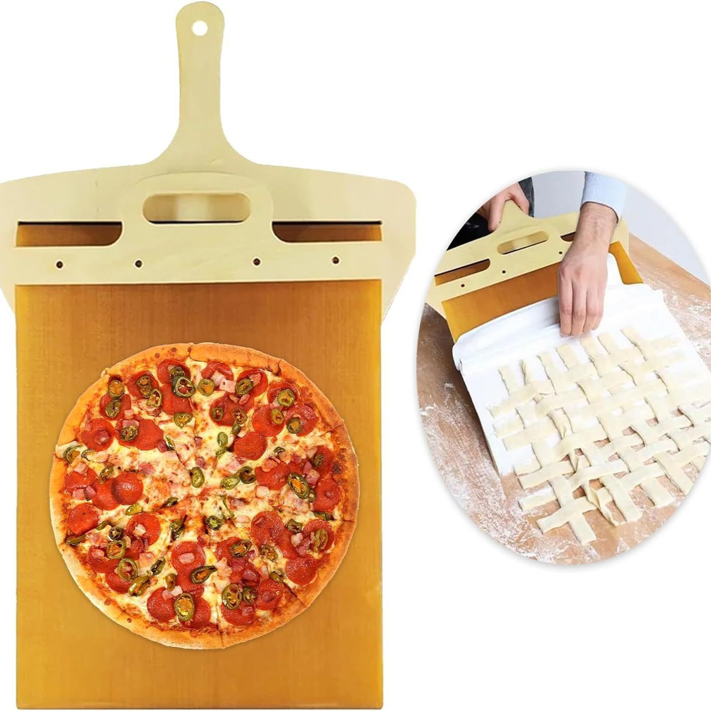 Smart Slider that Transfer Pizza Perfectly,Pizza Peel Slider, Pizza Paddle Slider With Handle & Baking Cloth Non-Stick โ image 3