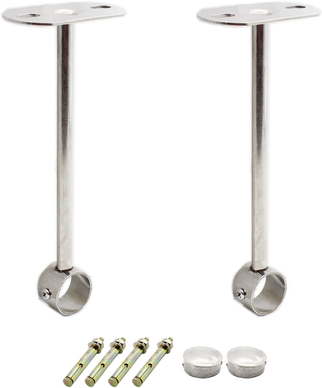 2 Pack Ceiling Mount Bracket, Stainless Steel Wardrobe Pipe Bracket Rod Holder Ceiling Holder, Shower Curtain Closet Wardrobe Rod Lever Support Holder Pipe