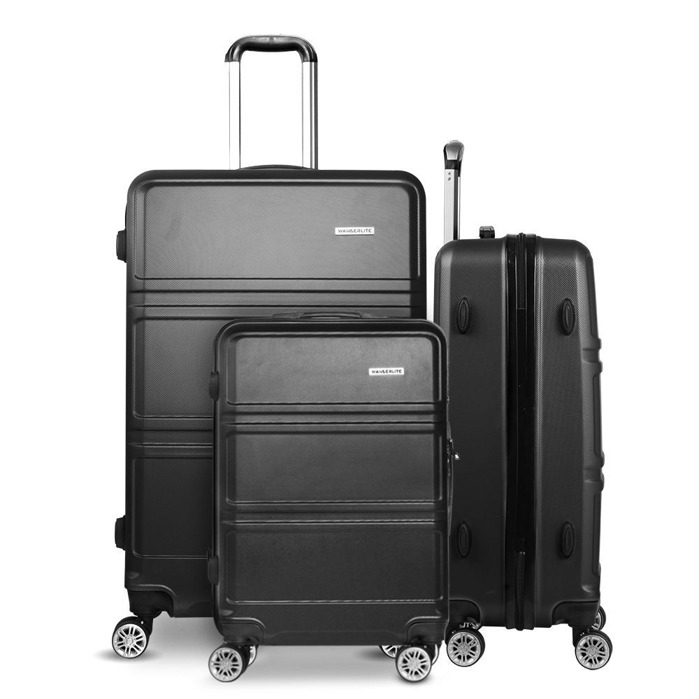 Wanderlite 3Set 20-24-28 Inch Luggage with TSA Lock Spinner Travel Suitcase Carry On Hard Shell Luggage Case Black โ image 3