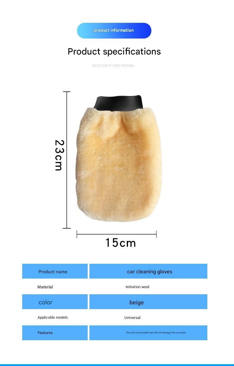 2-piece Beige Microfiber Car Wash Mitt - Double Sided Imitation Sheepskin Wash Glove, Scratch Free Paint Safe Cleaning Tool for Car Detailing, Waxing โ image 6