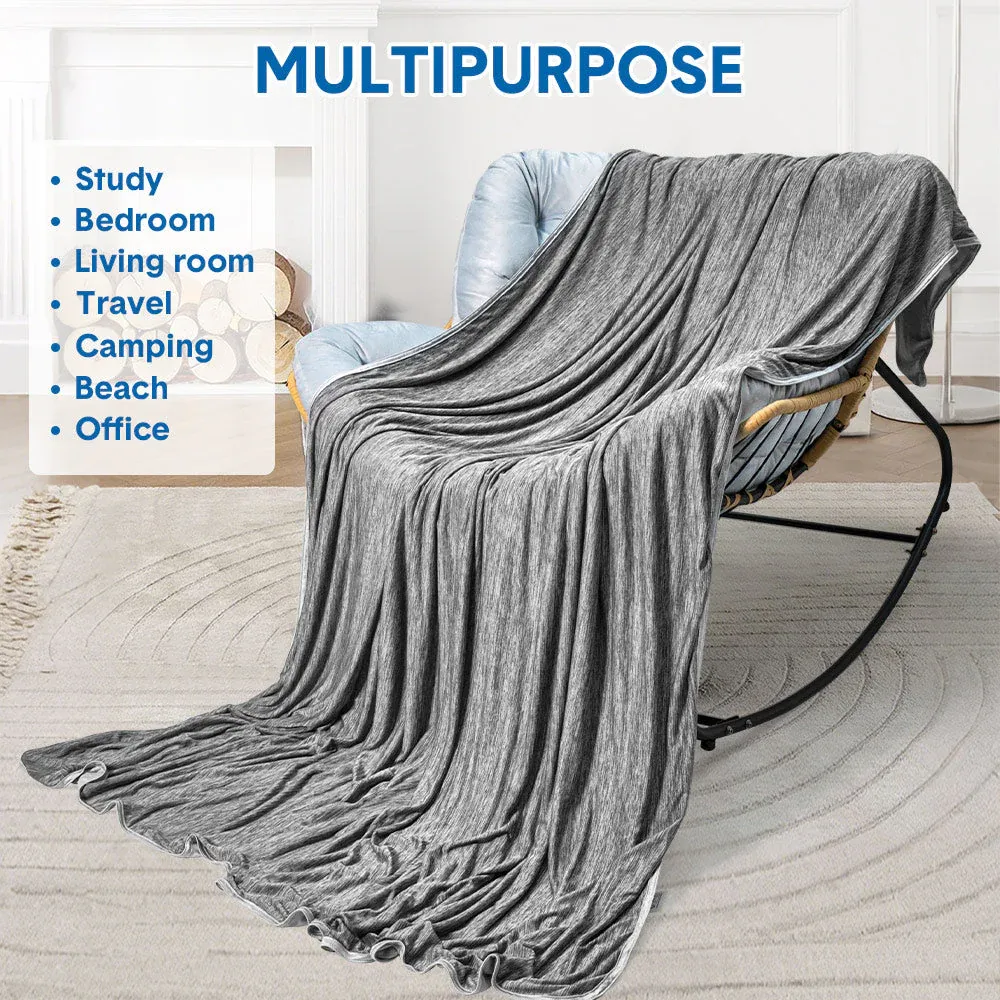 Summer Cooling Blanket90"x90" Lightweight Breathable Ice Cooling Throw Soft Cold Blankets for Bed Sofa or Couch Keeps Hot Sleepers Cool Large 229x228cm Grey โ image 5