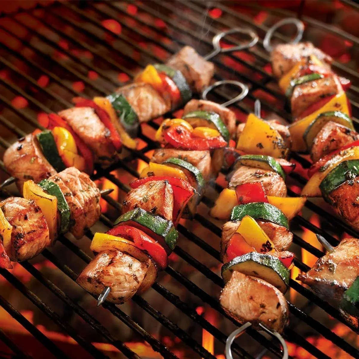 12PC Metal BBQ Skewers Reusable 20cm Grill Sticks Kebab Grilling Tools — image 6