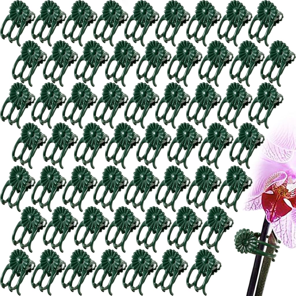 120pcs Orchid Clips for Plants Support, Plant Orchid Support Clips, Vine Tools Supports for Garden Climbing Stems Vines Climbing Plants- Dark Green