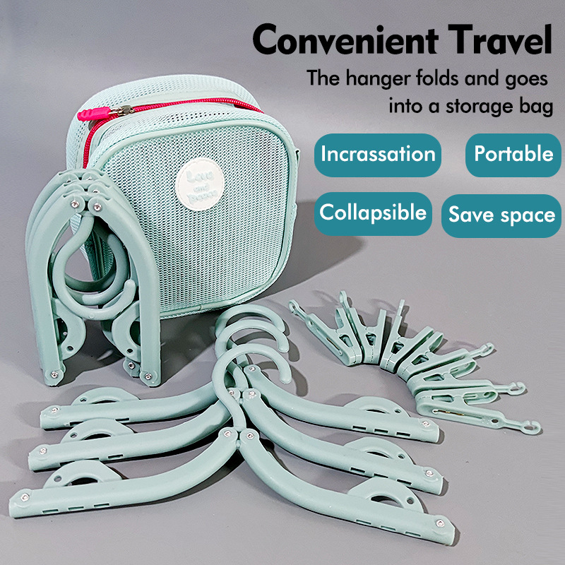 Foldable Travel Hangers with Storage Bag – 10-Piece Compact Clothes Hanger Set for Hotel, Dorm & Home Use (Pink) | Other Colors Available in Store — image 3