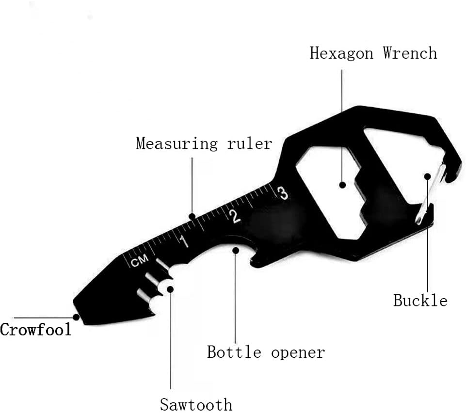 Multifunctional Can Opener Multitool - 1 Piece - Black - Includes Can Opener Hex Key Screwdriver & Ruler - Stainless Steel Pocket Tool for Daily Use — image 3