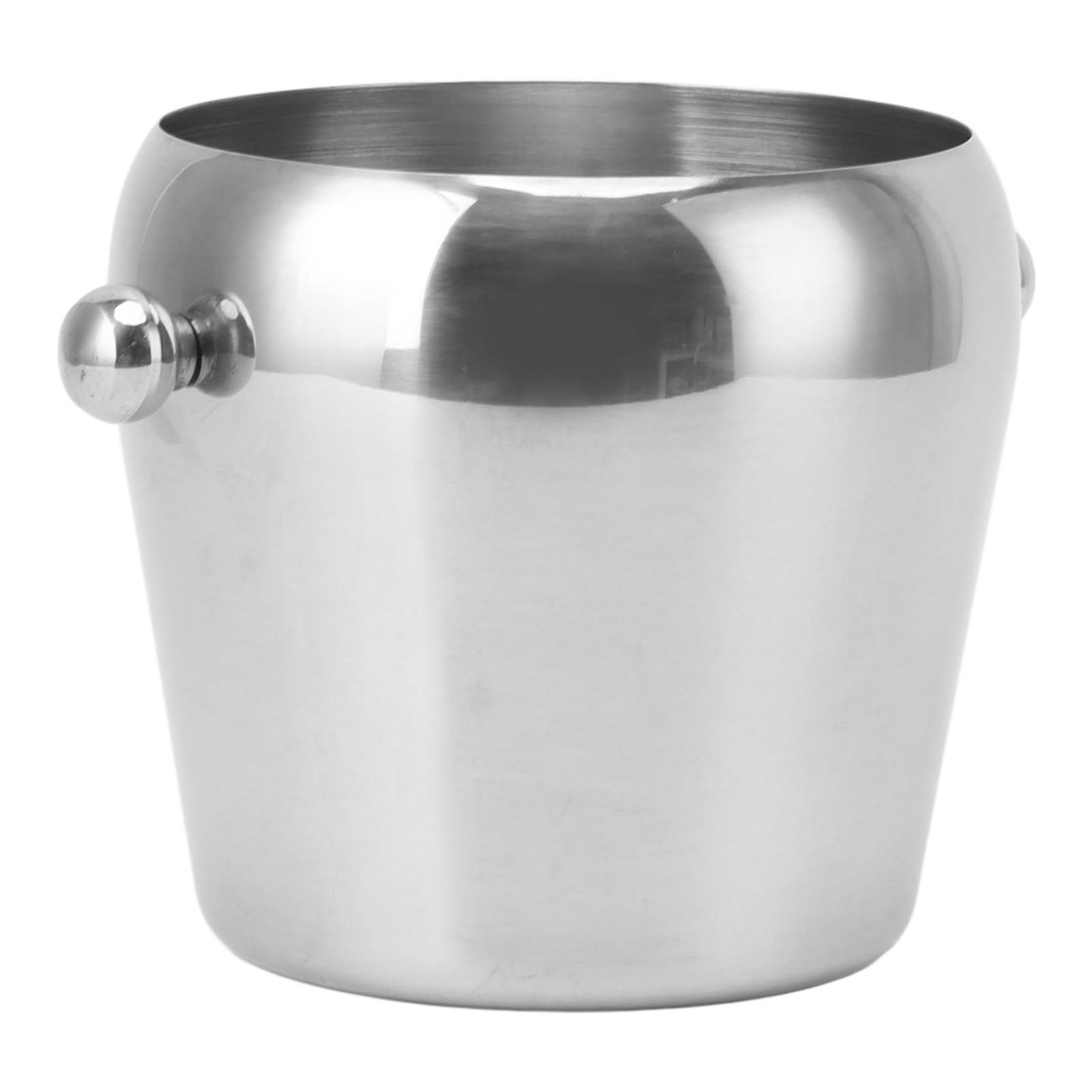 Stainless Steel Ice Bucket Champagne Ice Bucket Wine Chiller Bucket Beverage Tub with Smooth Handle for Home Bars Parties Silver Naked Small 1L — image 2