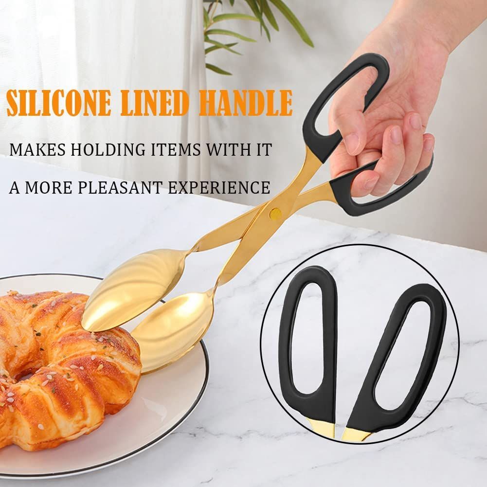 2 Pack 10 Inch Gold Serving Tongs Gold Serving Utensils Salad Tongs Buffet Tongs Non-Slip & Stainless Steel โ image 4