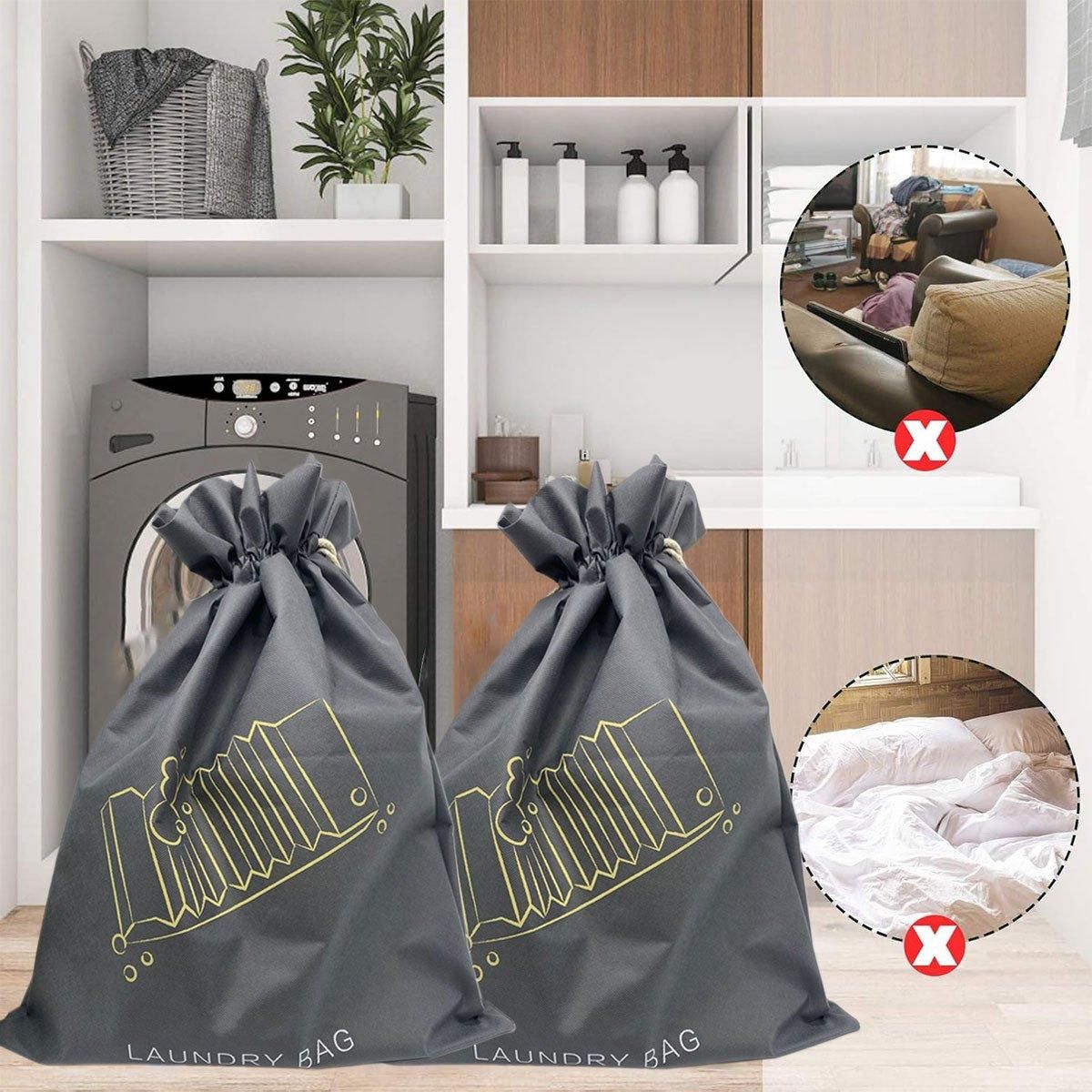 50PCS Large Laundry Bag Travel Drawstring Bags For Dirty Clothes Gym Washable โ image 5